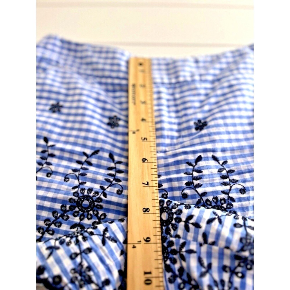 MAISON JULES Blue Gingham Embroidered Shorts-Women's Size 2-Lined - Picture 5 of 7